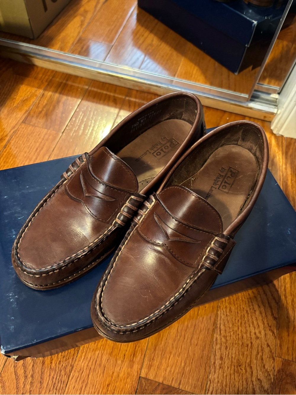 Polo by Ralph Lauren Brown Leather Penny Loafers - Picture 2 of 4